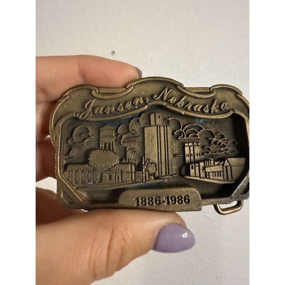 Vtg Collectable Belt Buckle Limited Edition Jansen Nebraska Centennial 1886-1986